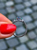 Sapphire Engagement Ring - Oval Sapphire & Emerald Engagement Ring - Mara Megelea 