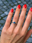 Sapphire Engagement Ring - Oval Sapphire & Emerald Engagement Ring - Mara Megelea 